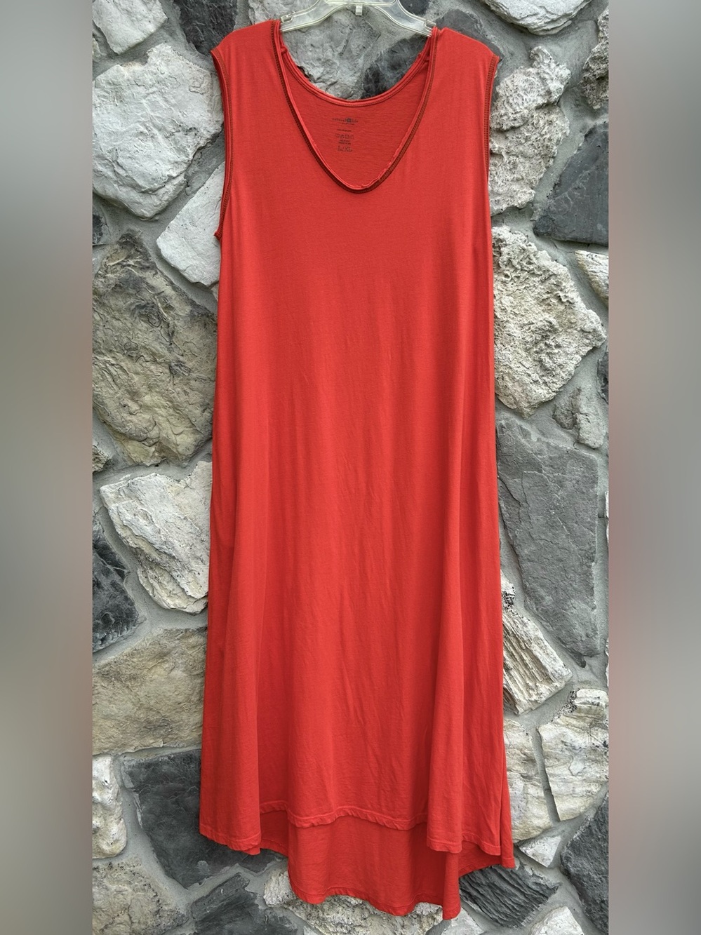 Natural Life Maxi Dress Size L/XL Orange 100% Cotton Boho Gypsy Casual Pockets